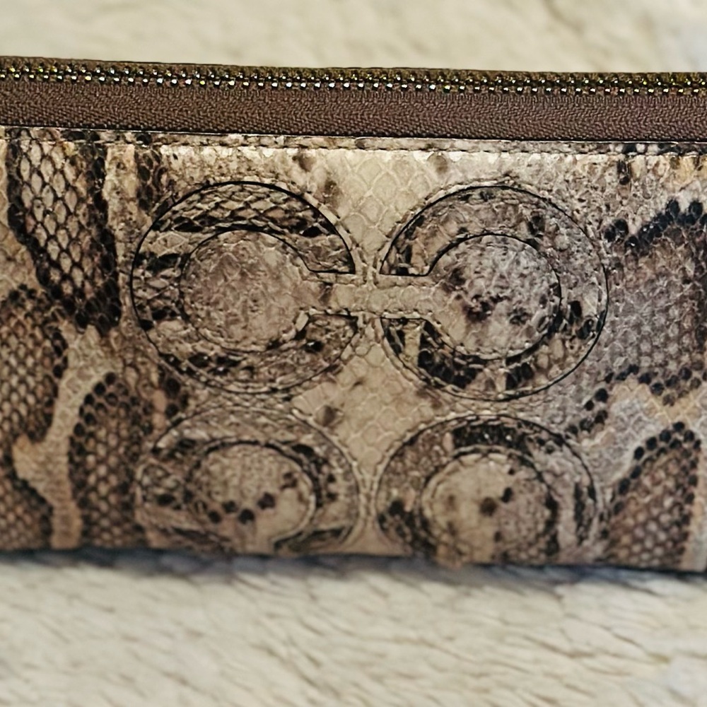 Coach Embossed Snakeskin Wristlet